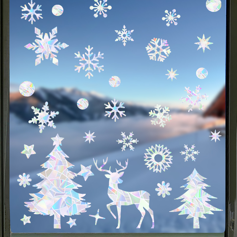 1 takım noel kar tanesi Elk kı - Snowflake Window Decal incelemesi ve fiyatı